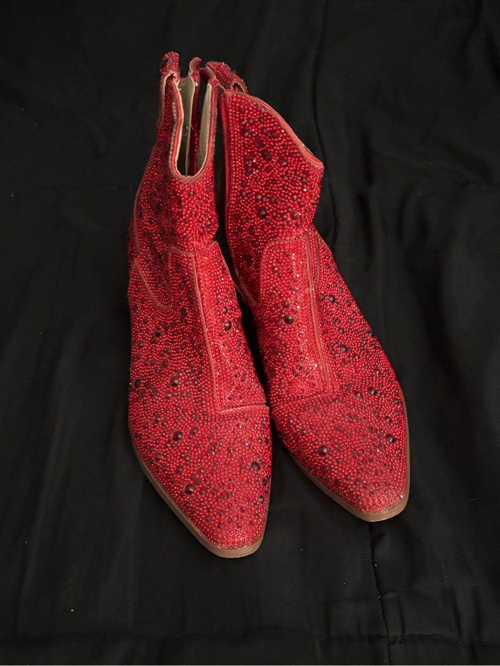 Red Rhinestone Women's Ankle Boots